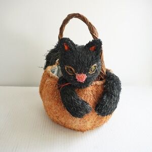Department 56 Halloween Black Cat Basket Candy Holder Fall Decor‎ Decoration